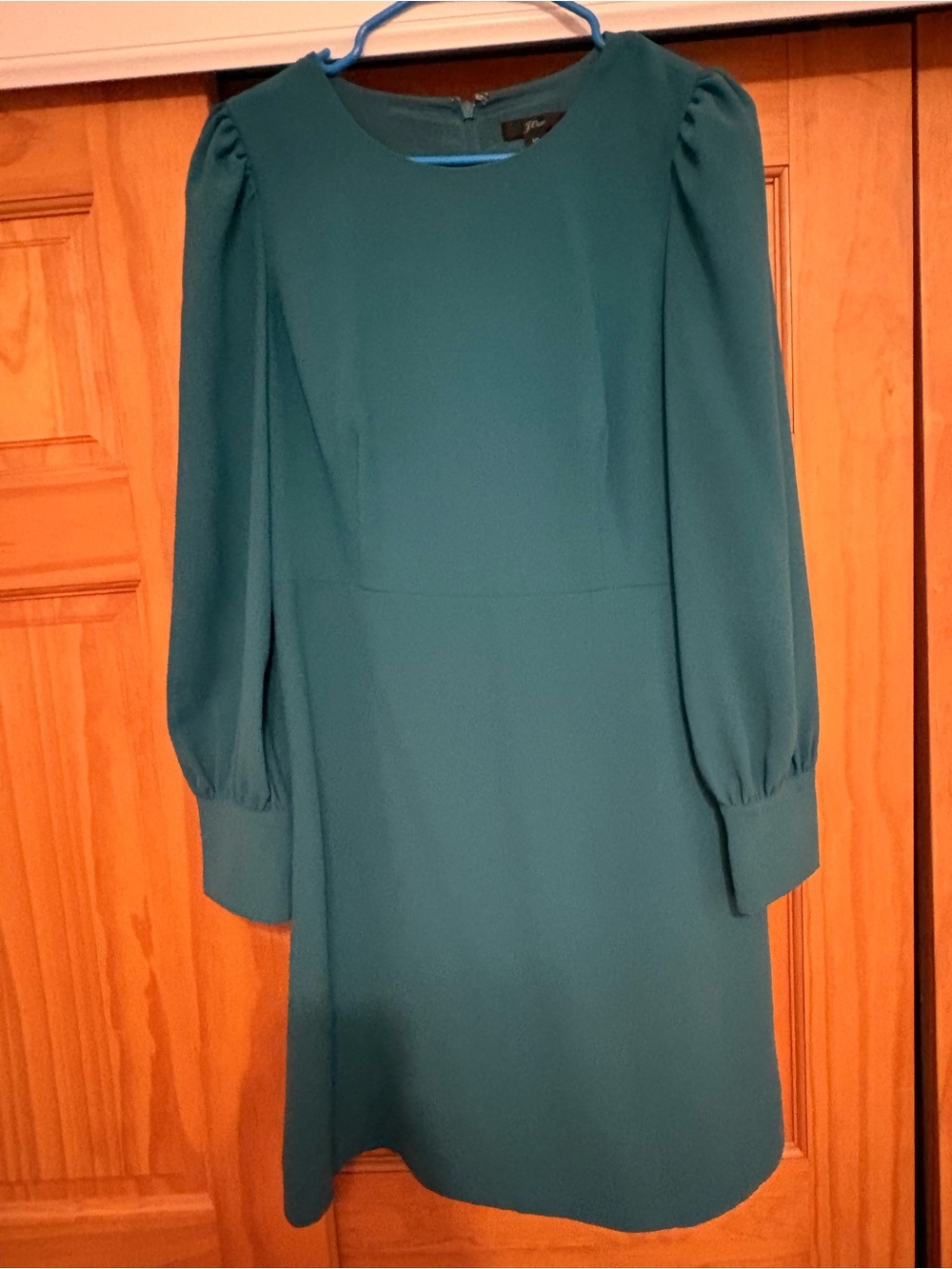J. Crew Teal Long-Sleeve A-Line Dress